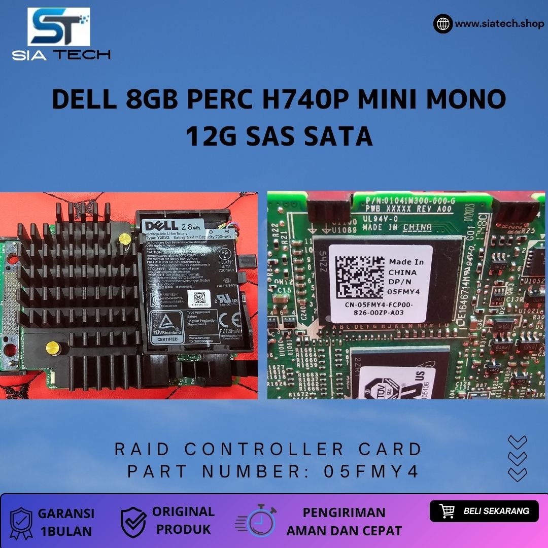 Dell 8GB PERC H740p Mini Mono 12G SAS SATA Raid Controller - Gambar 3