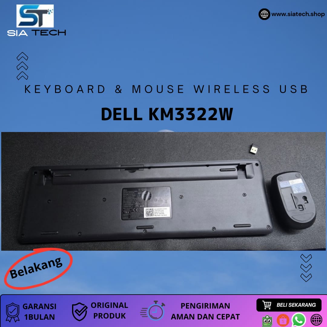 SIATECH-KEYBOARD MOUSE WIRELESS USB DELL KM3322W - Gambar 3