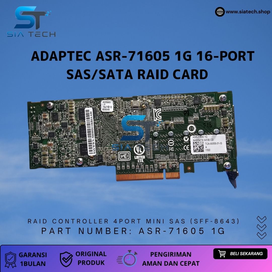 SIATECH-Adaptec ASR-71605 1G 16-Port SAS/SATA RAID Card - Gambar 3