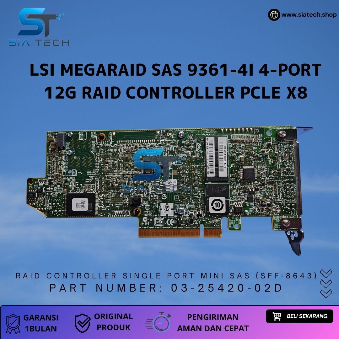 SIATECH-LSI MegaRAID SAS 9361-4i 4-Port 12G RAID Controller PCle x8 - Gambar 3