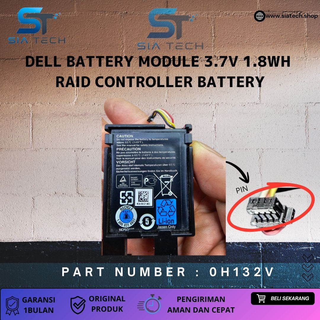 SIATECH-DELL BATTERY MODULE 3.7V 1.8WH 500MAH 0H132V - Gambar 2