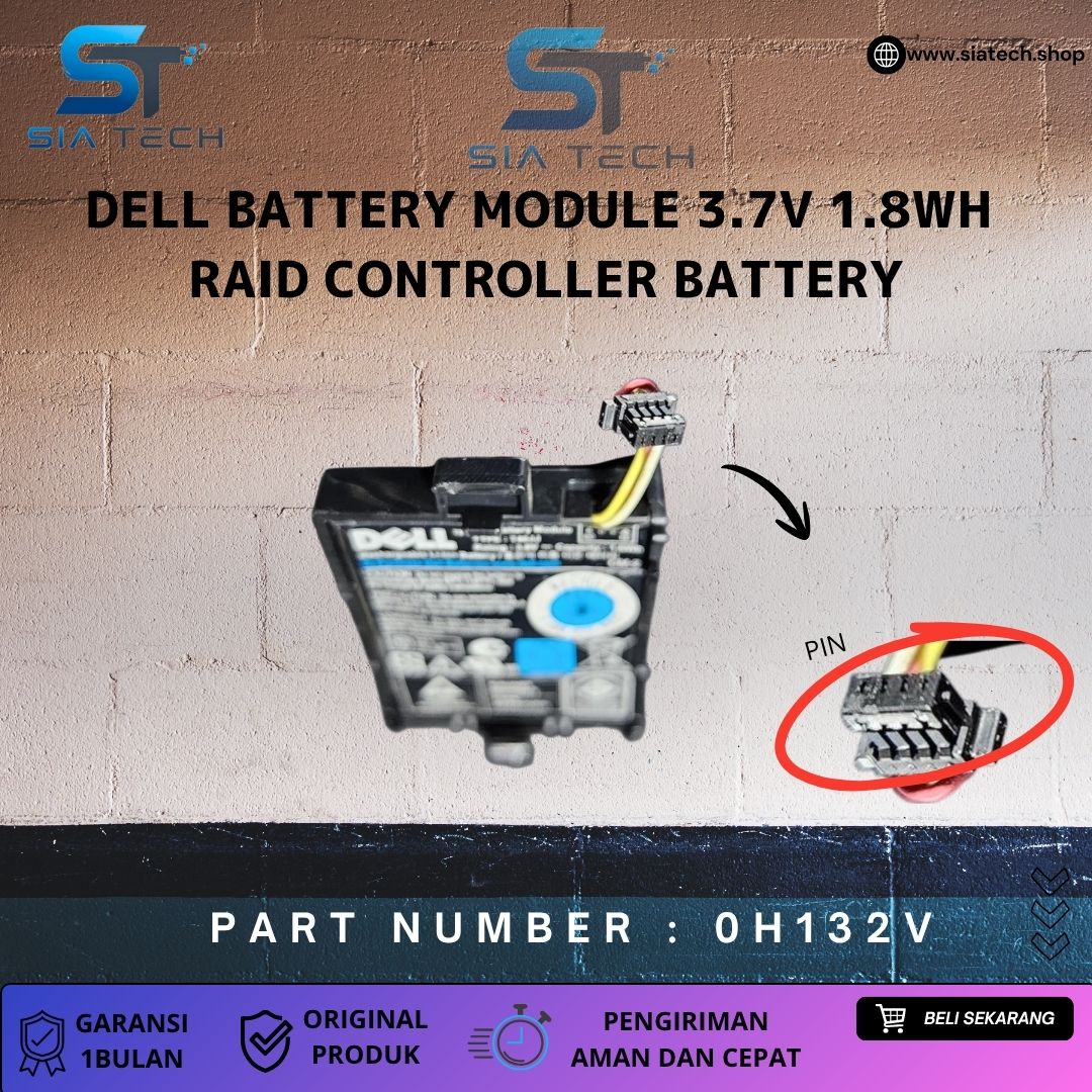 SIATECH-DELL BATTERY MODULE 3.7V 1.8WH 500MAH 0H132V - Gambar 3