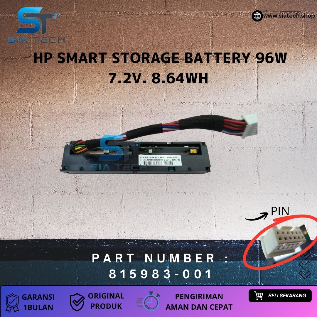 SIATECH-HP SMART STORAGE BATTERY 96W 7.2V. 8.64WH 815983-001 727260-002 871264-001 HSTNS-B002 - Gambar 3