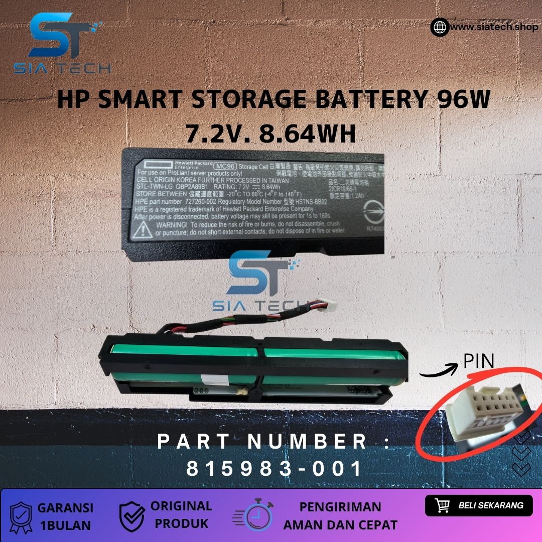 SIATECH-HP SMART STORAGE BATTERY 96W 7.2V. 8.64WH 815983-001 727260-002 871264-001 HSTNS-B002 - Gambar 4
