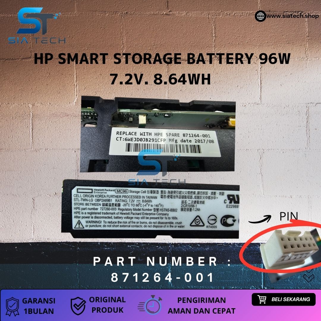 SIATECH-HP SMART STORAGE BATTERY 96W 7.2V. 8.64WH 815983-001 727260-002 871264-001 HSTNS-B002 - Gambar 7