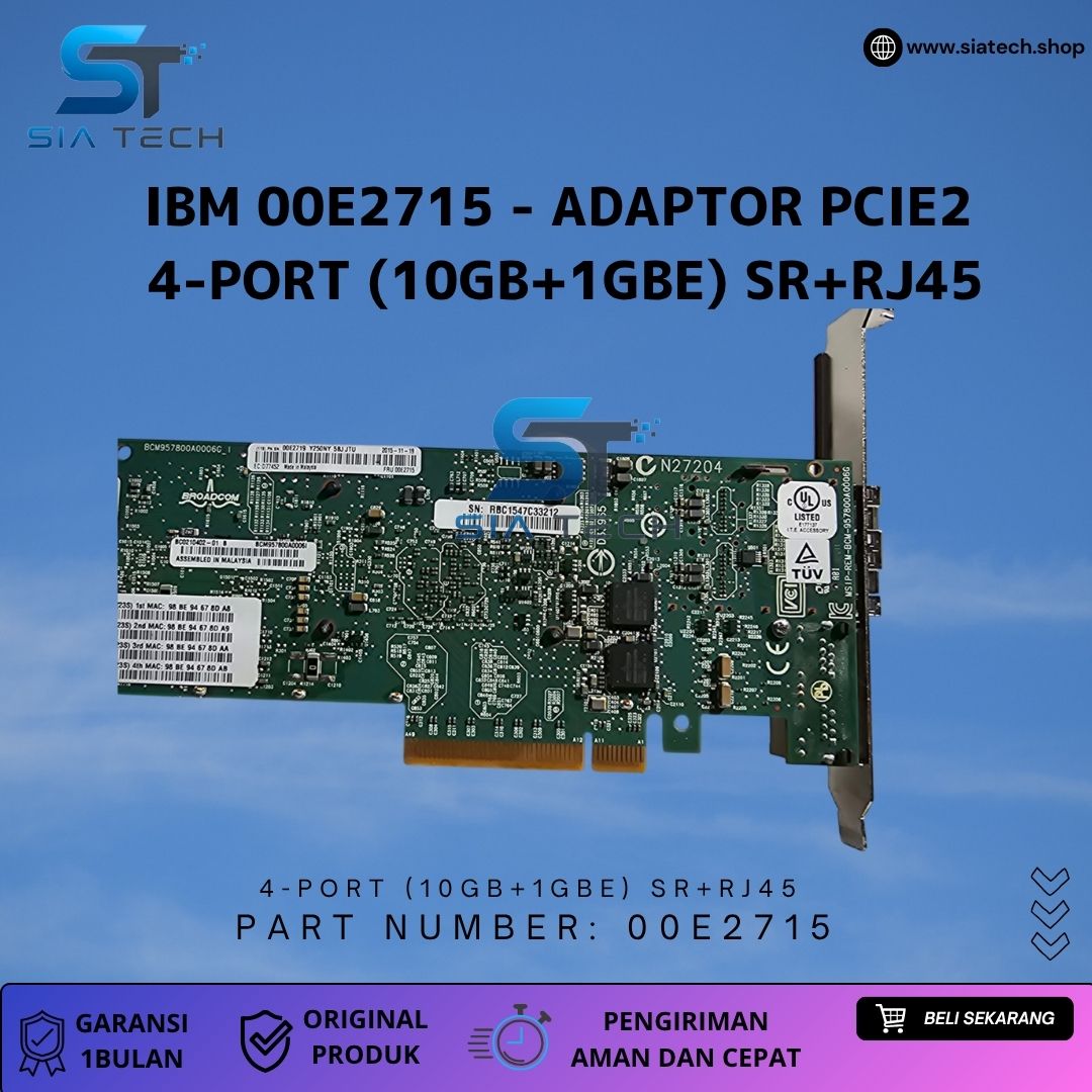 SIATECH-Lan Card Quad 4 Dual 2 Lan 2 SFP+ 10G (1GB + 10GB)IBM 00E2715 4‑Port NIC - Gambar 3