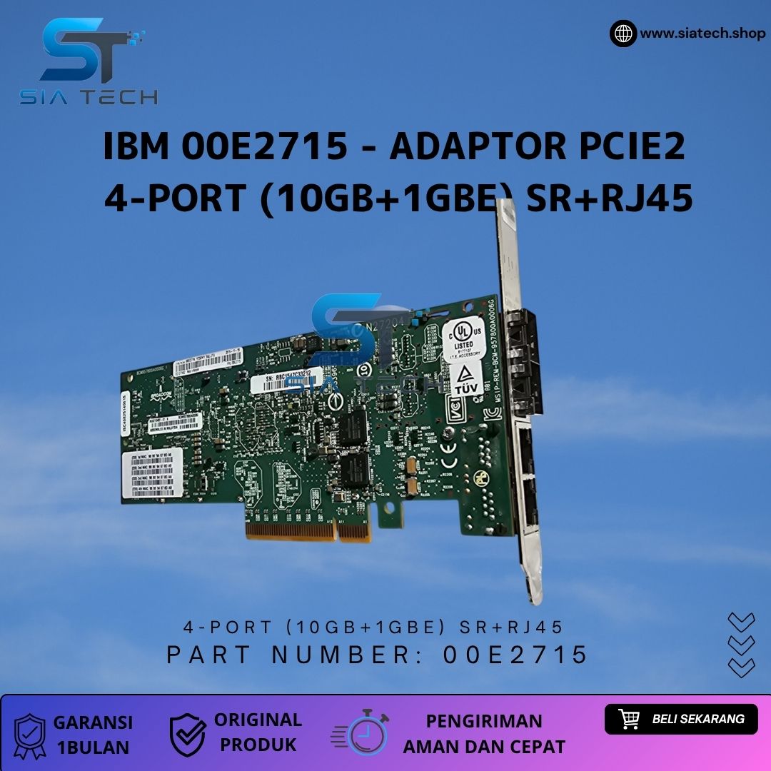 SIATECH-Lan Card Quad 4 Dual 2 Lan 2 SFP+ 10G (1GB + 10GB)IBM 00E2715 4‑Port NIC - Gambar 5
