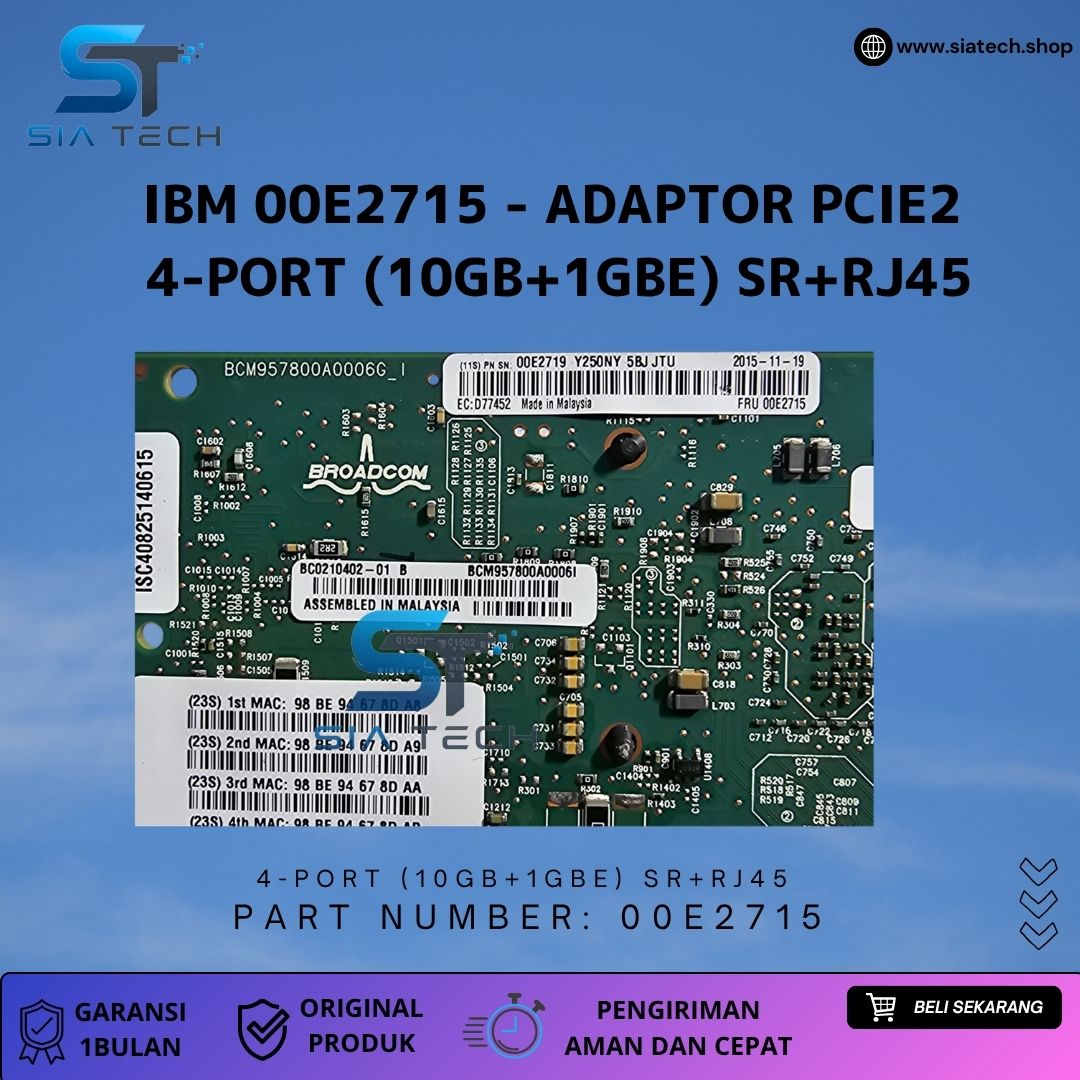 SIATECH-Lan Card Quad 4 Dual 2 Lan 2 SFP+ 10G (1GB + 10GB)IBM 00E2715 4‑Port NIC - Gambar 6