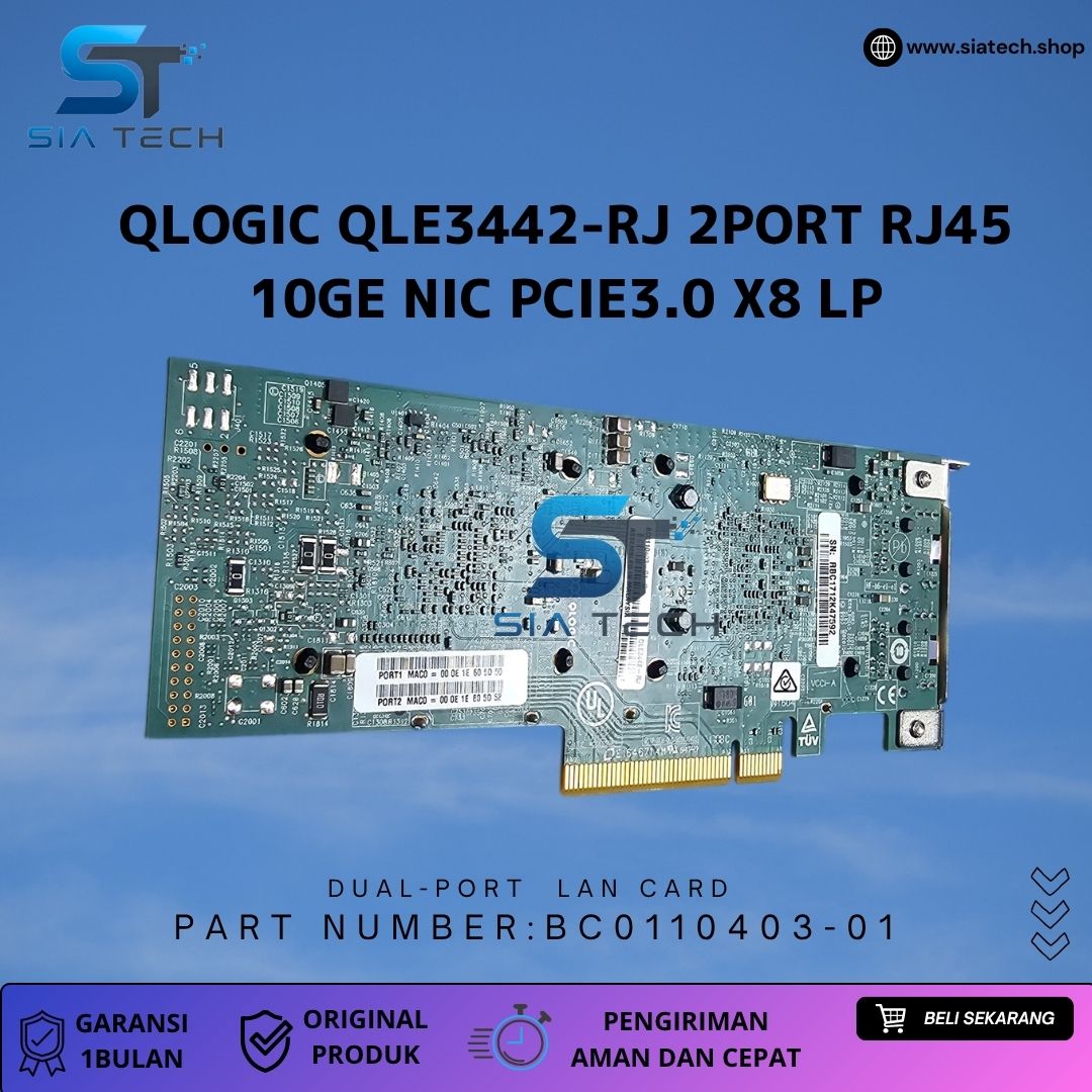 SIATECH-QLogic QLE3442-RJ BC0110403-01 Dual-Port RJ-45 10GE NIC PCIe3.0 x8 LP - Gambar 3