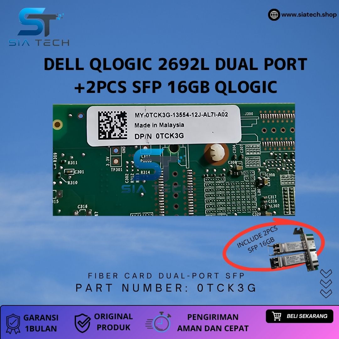 SIATECH-Dell QLogic QLE2692L Dual-Port 16Gb Fibre Channel Host Bus Adapter (HBA) +2PCS SFP 16GB - Gambar 5