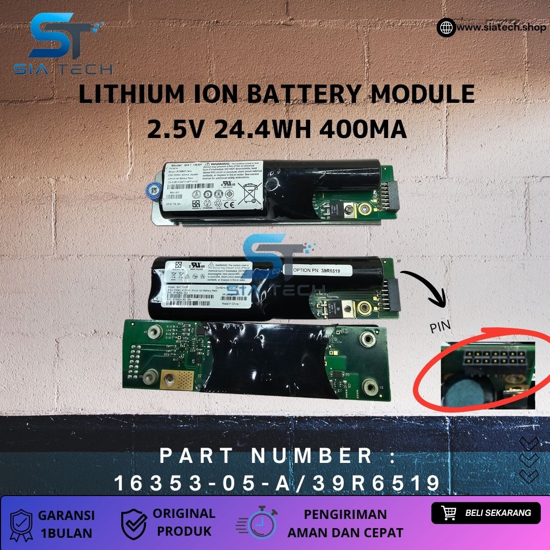 SIATECH-LITHIUM ION BATTERY MODULE 2.5v 24.4wh 400ma 16353-05-a/39r6519 - Gambar 2