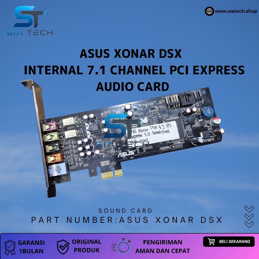 SIATECH-ASUS Xonar DSX is an internal 7.1 channel PCI Express audio card featuring 24-bit/192kHz