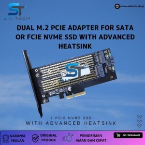 SIATECH-DUAL M.2 PCIE ADAPTER FOR SATA OR FCIE NVME SSD WITH ADVANCED HEATSINK