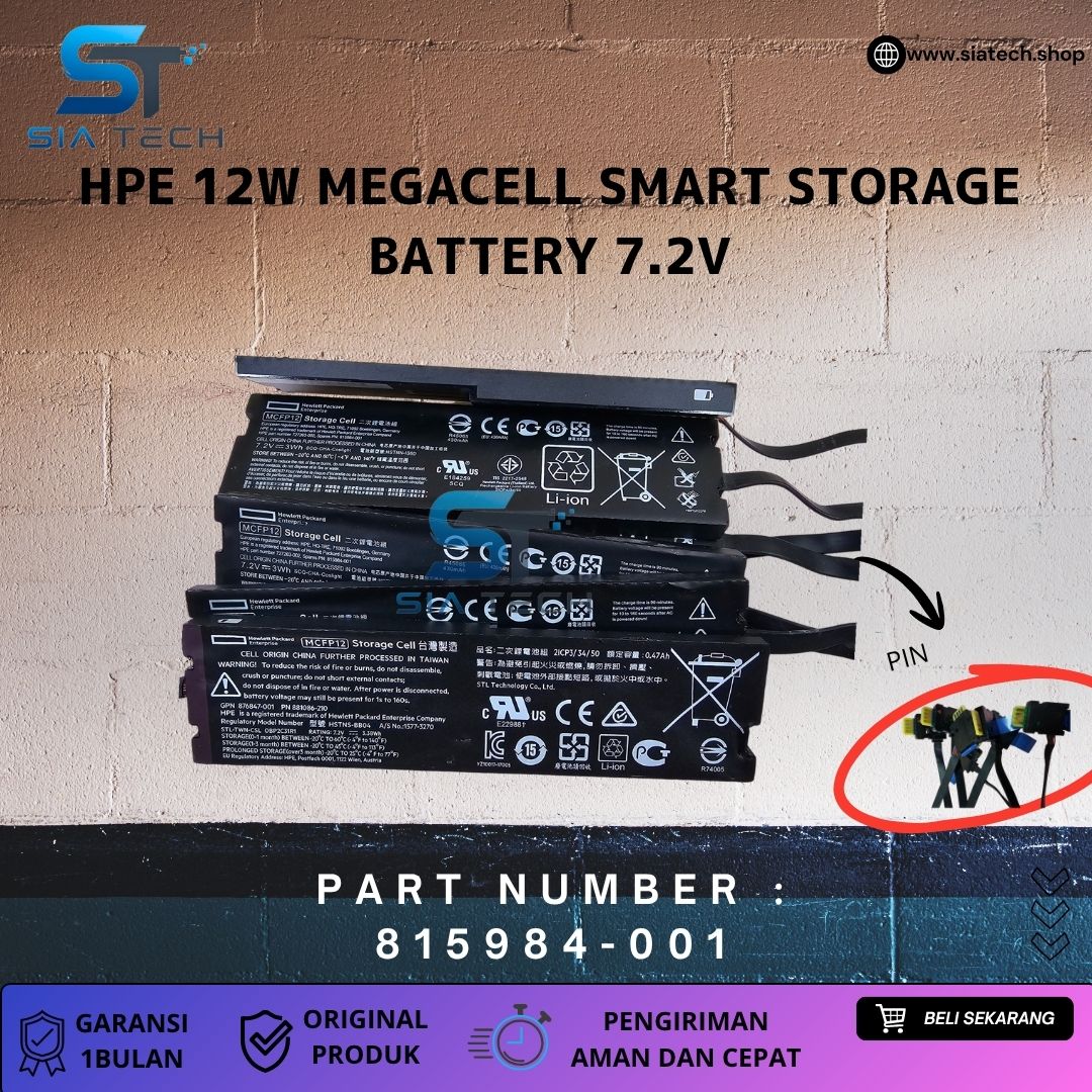 SIATECH-HPE 12W Megacell Smart Storage Battery 7.2V 815984-001 - Gambar 2