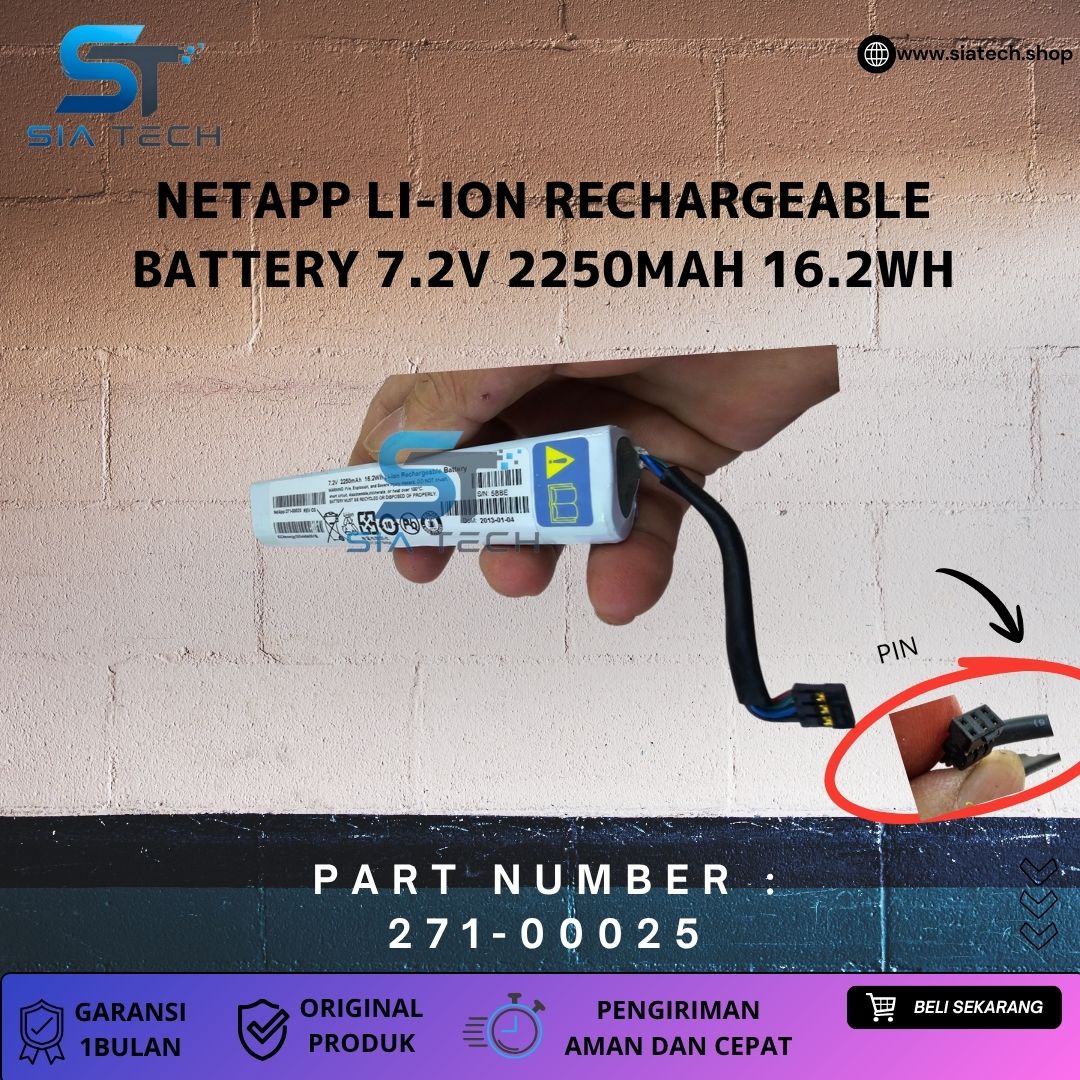 SIATECH-NETAPP LI-ION RECHARGEABLE BATTERY 7.2V 2250MAH 16.2WH 271-00025 - Gambar 3