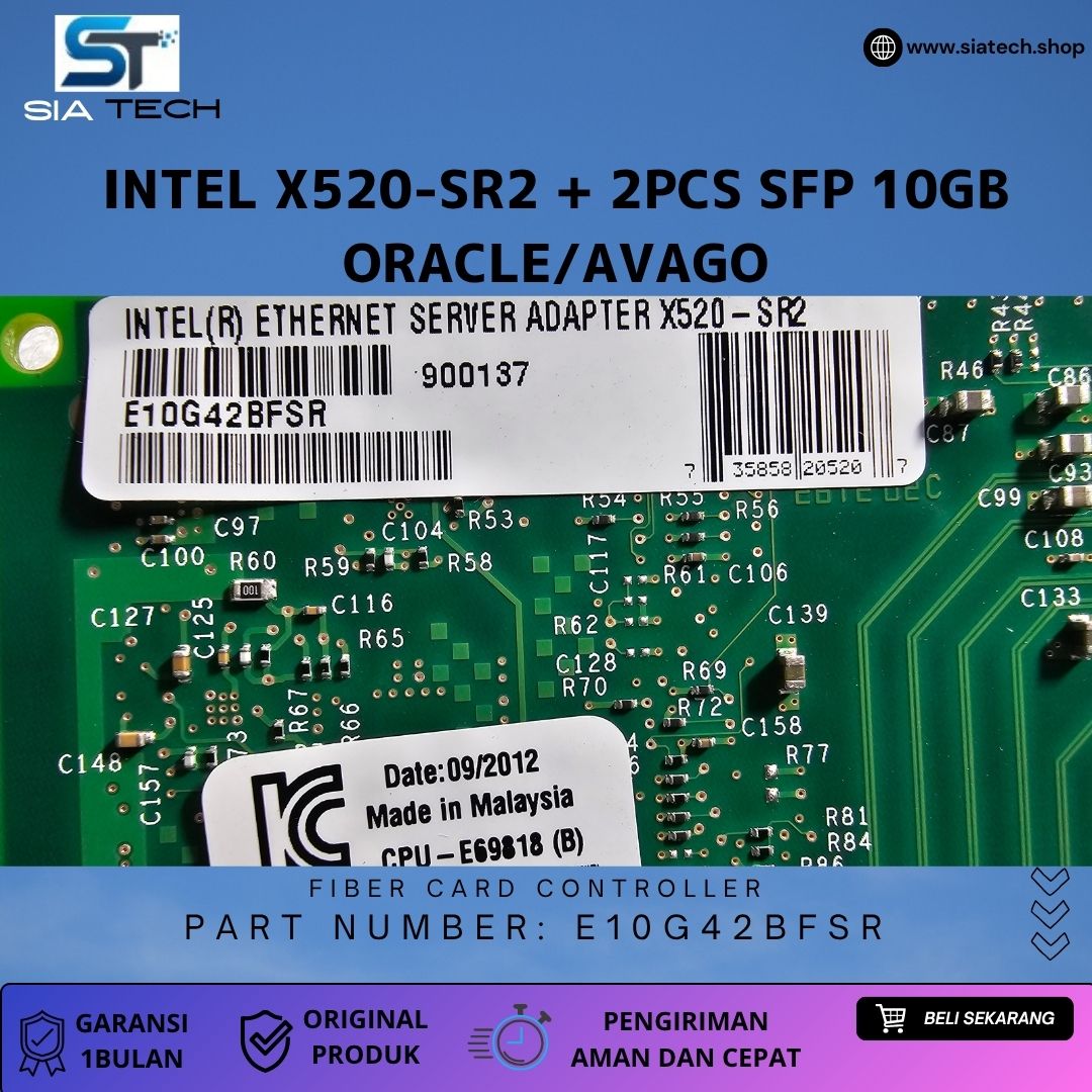 SIATECH-INTEL ETHERNET SERVER ADAPTER X520-SR2 + 2PCS SFP 10GB - Gambar 3