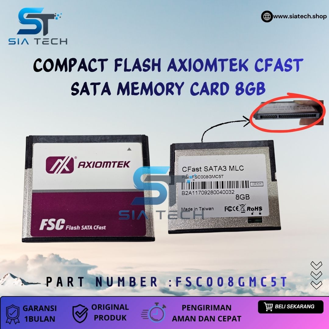 SIATECH-COMPACT FLASH AXIOMTEK CFAST SATA MEMORY CARD 8GB FSC008GMC5T