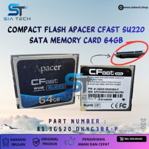 SIATECH-COMPACT FLASH APACER CFAST SU220 SATA MEMORY CARD 64GB 81.3GS20.DK4G3BA-P