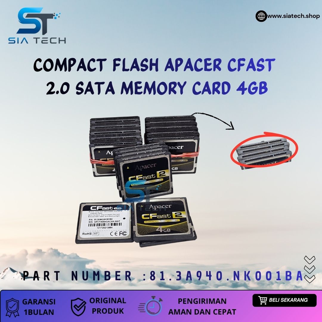 SIATECH-COMPACT FLASH APACER CFAST 2.0 SATA MEMORY CARD 4GB 81.3A940.NK001BA