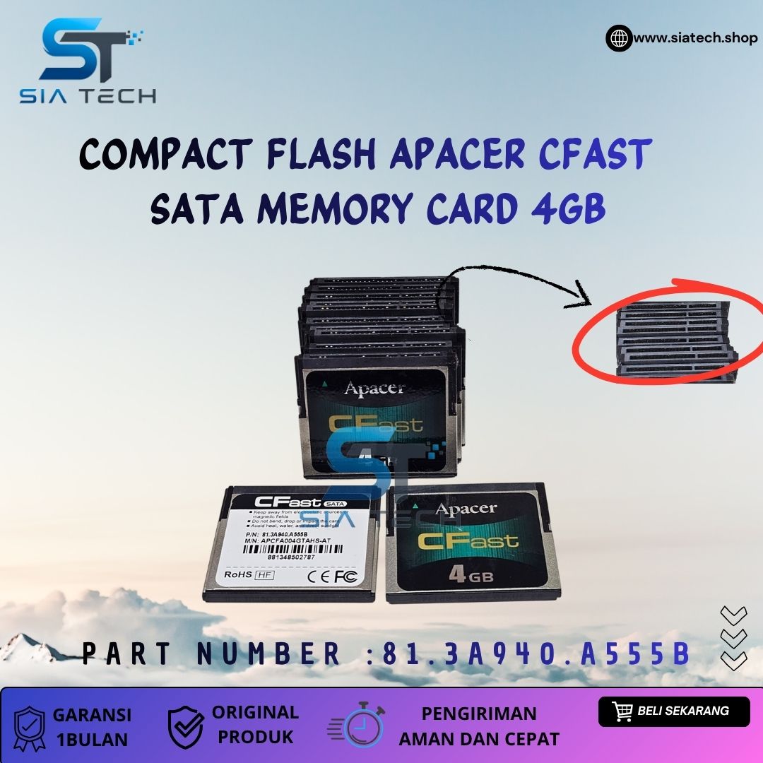 SIATECH-COMPACT FLASH APACER CFAST SATA MEMORY CARD 4GB 81.3A940.A555B