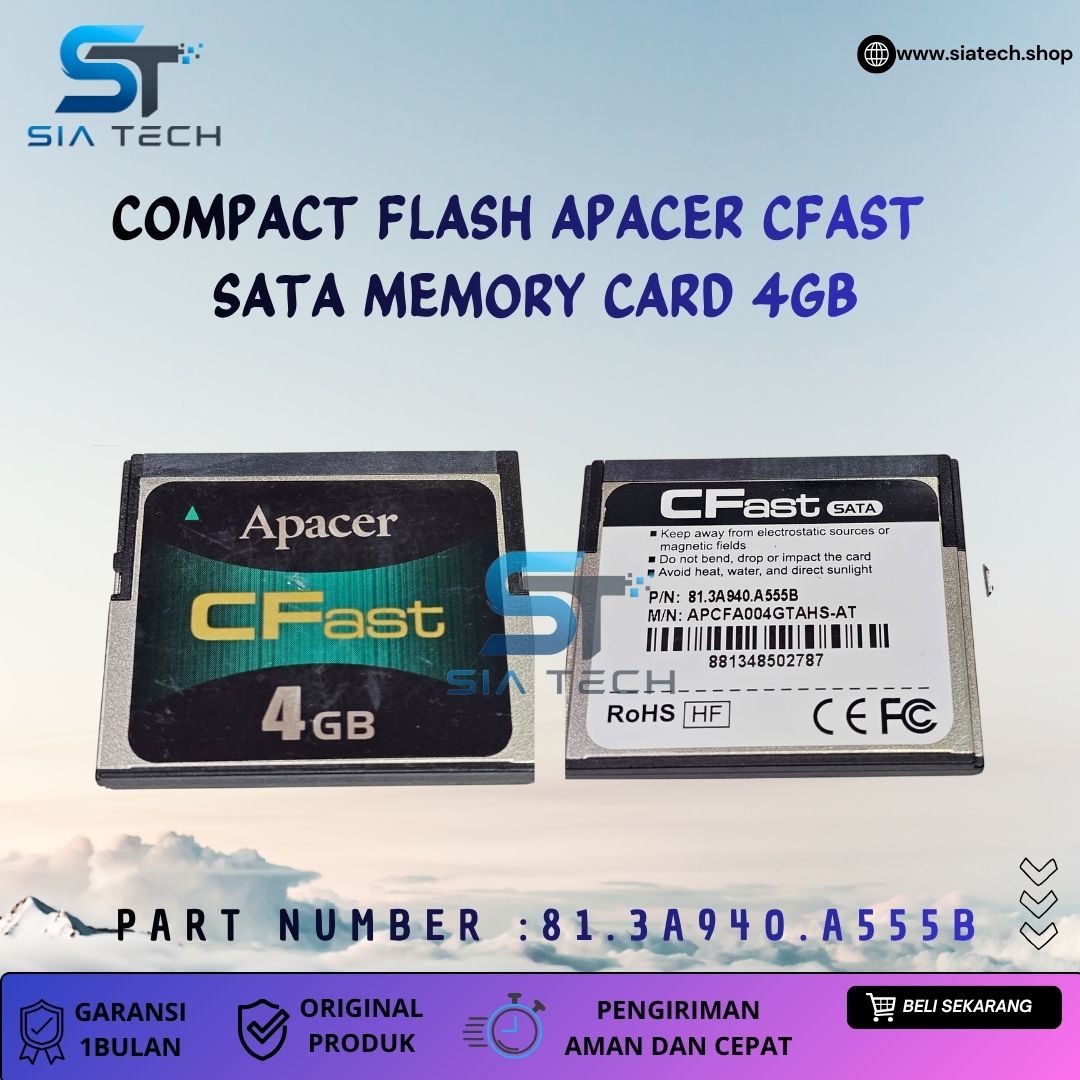 SIATECH-COMPACT FLASH APACER CFAST SATA MEMORY CARD 4GB 81.3A940.A555B - Gambar 2