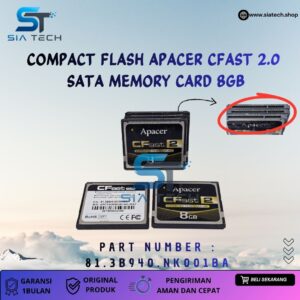 SIATECH-COMPACT FLASH APACER CFAST 2.0 SATA MEMORY CARD 8GB 81.3B940.NK001BA