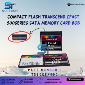 SIATECH-COMPACT FLASH TRANSCEND CFAST 500SERIES SATA MEMORY CARD 8GB TS8GCFX500