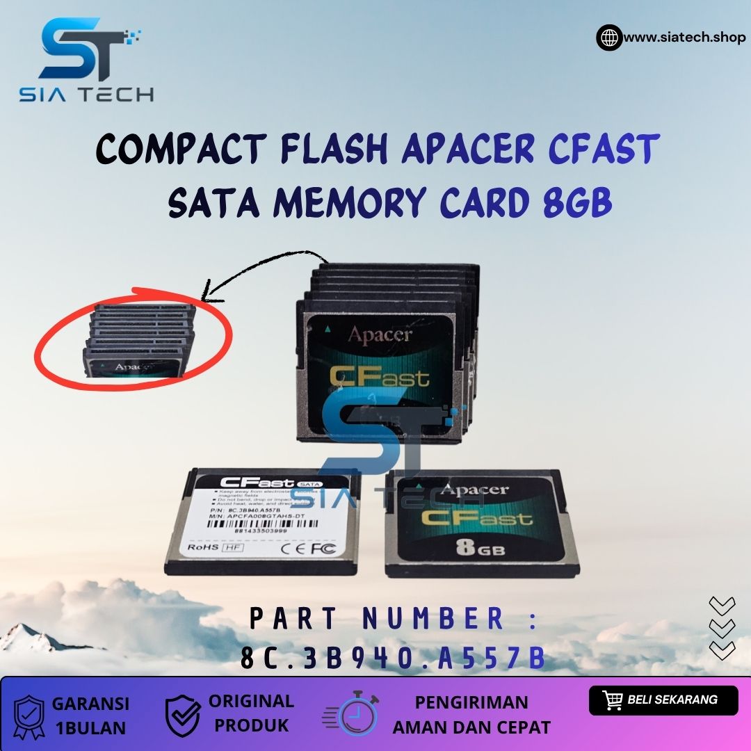 SIATECH-COMPACT FLASH APACER CFAST SATA MEMORY CARD 8GB 8C.3B940.A557B