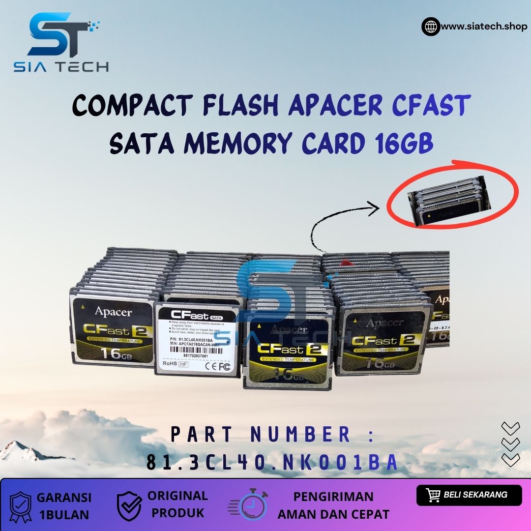 SIATECH-COMPACT FLASH APACER CFAST SATA MEMORY CARD 16GB 81.3CL40.NK001BA