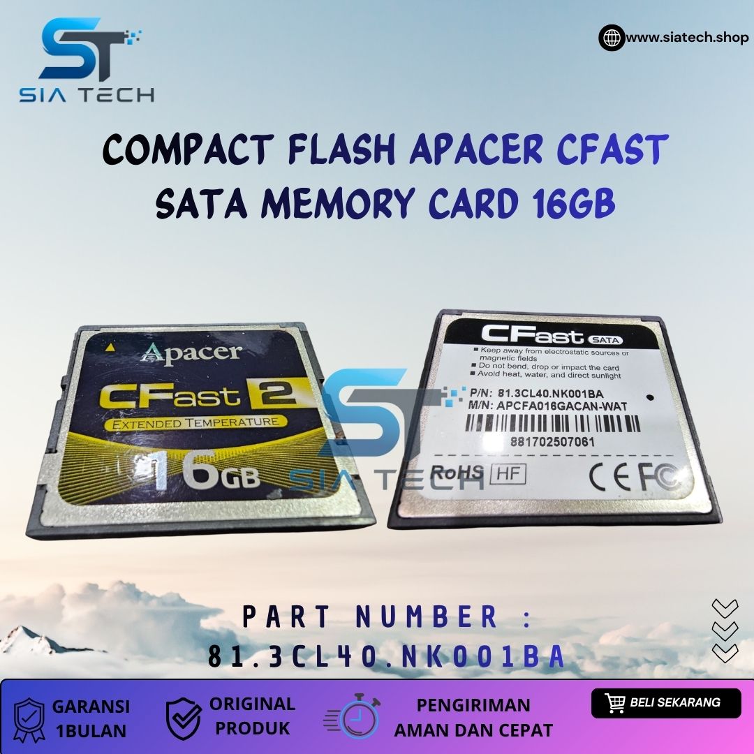 SIATECH-COMPACT FLASH APACER CFAST SATA MEMORY CARD 16GB 81.3CL40.NK001BA - Gambar 2