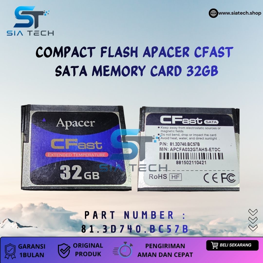SIATECH-COMPACT FLASH APACER CFAST SATA MEMORY CARD 32GB 81.3D740.BC57B - Gambar 2