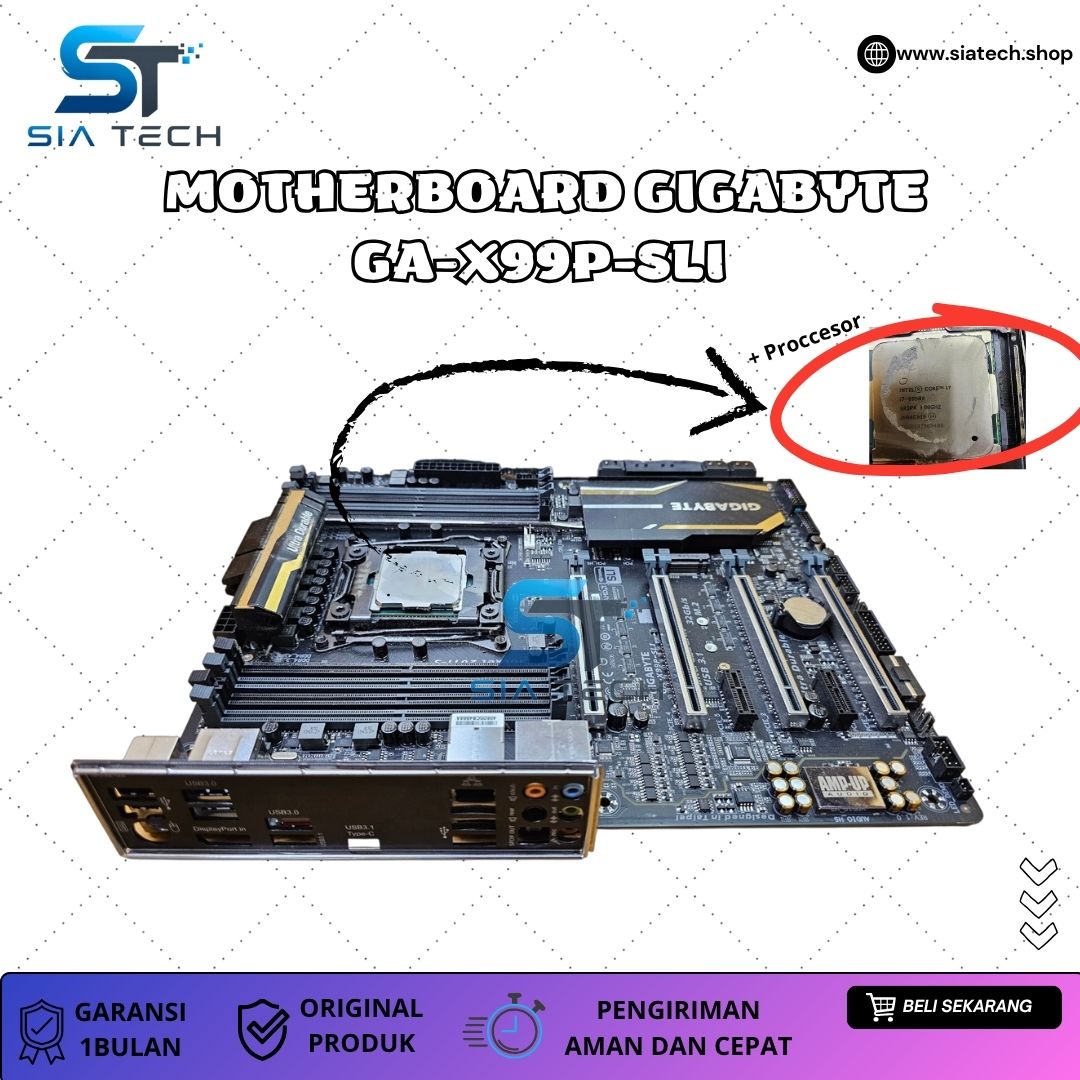 SIATECH-MOTHERBOARD GIGABYTE GA-X99P-SLI+PROCCESOR CI7-6950X - Gambar 2