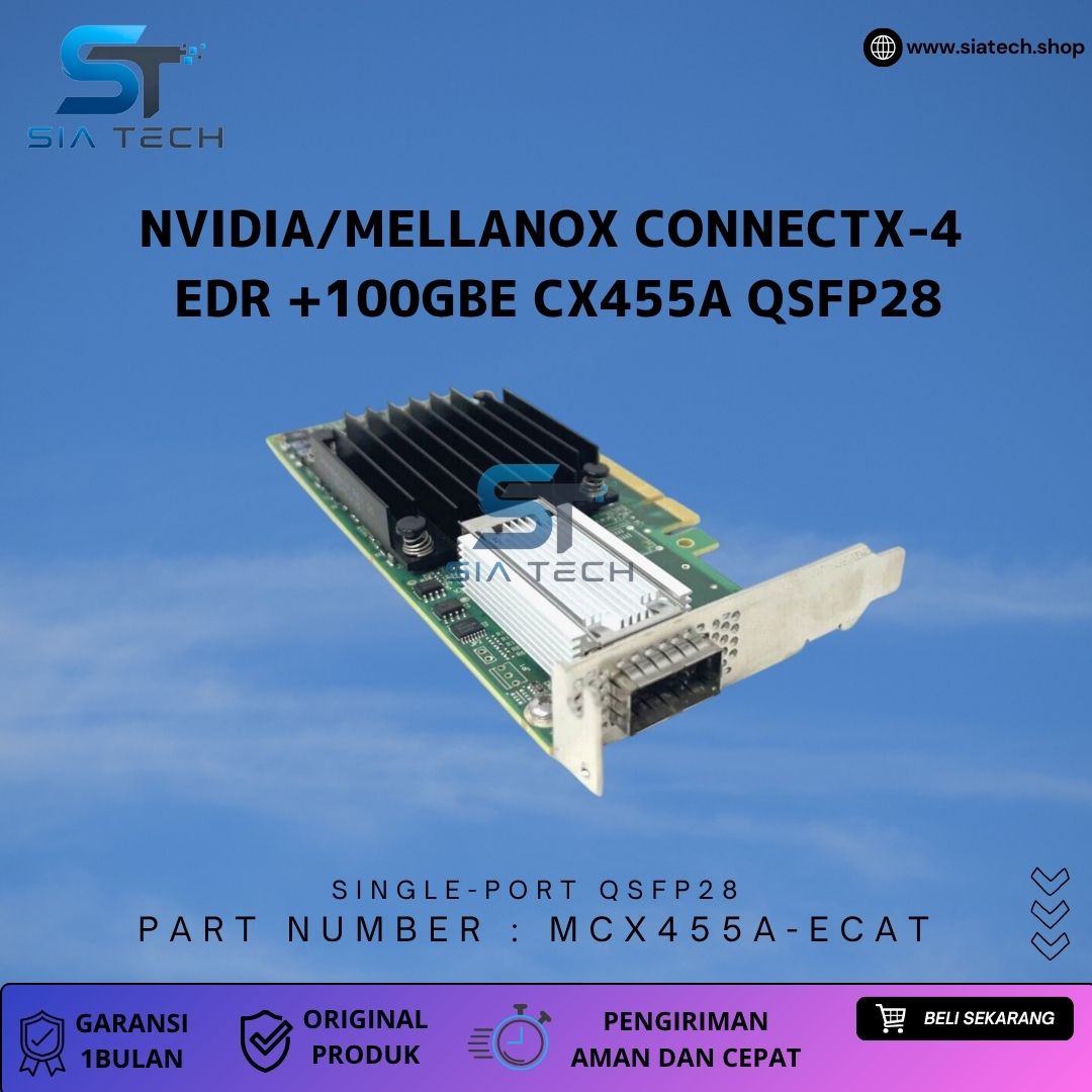SIATECH-NVIDIA/MELLANOX CONNECTX-4 EDR +100GBE CX455A QSFP28 MCX455A-ECAT