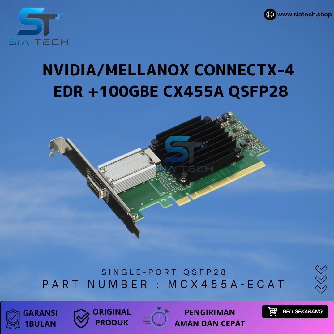 SIATECH-NVIDIA/MELLANOX CONNECTX-4 EDR +100GBE CX455A QSFP28 MCX455A-ECAT - Gambar 2
